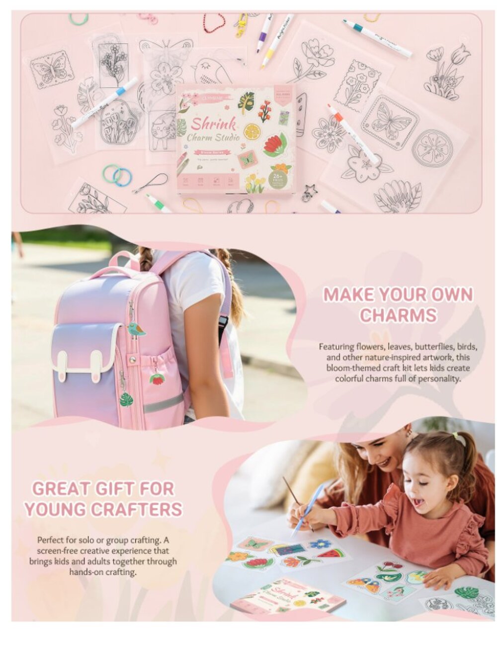 Shrink Art Craft Kit for Kids, 26 Pre-Cut Charms - Picture 3 of 7